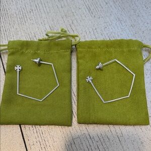 Tory Burch Silver Hexagon Earrings